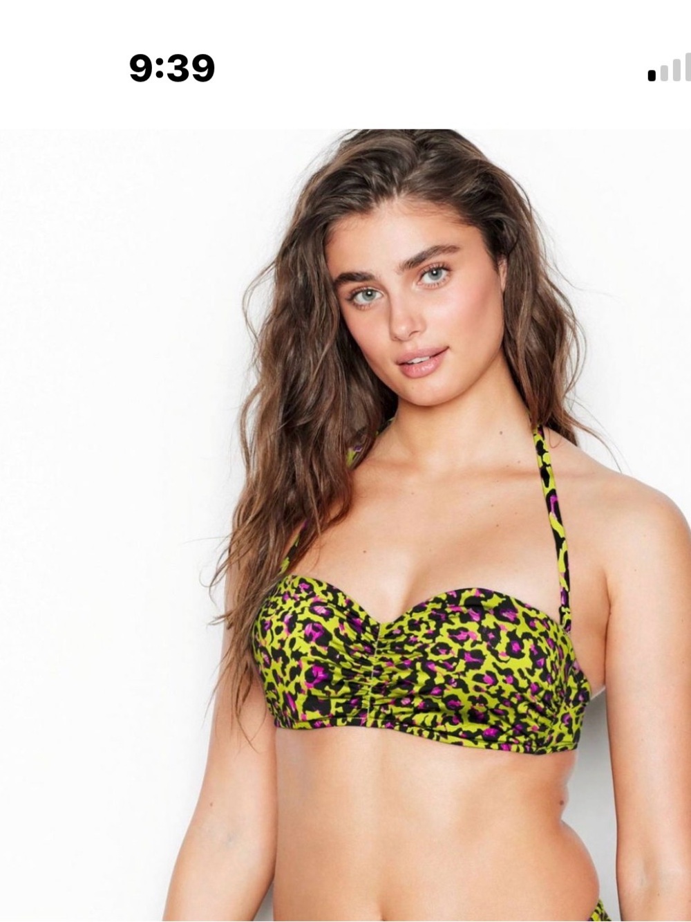Victoria’s Secret Women’s Lime Green Leopard Bandeau Swim Top 02/2020 date NWOT